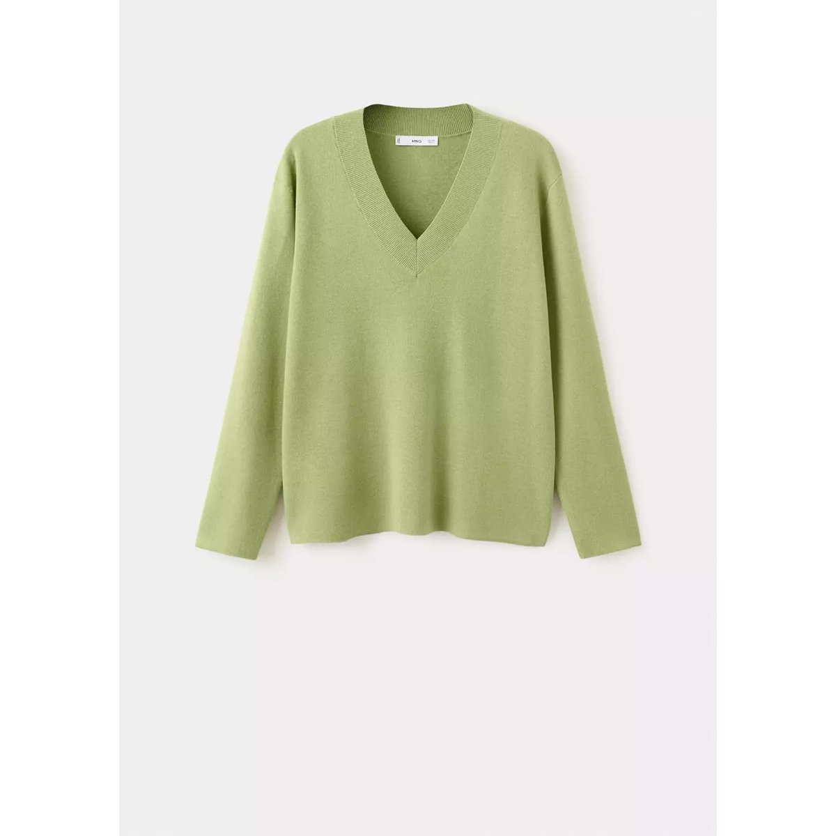 Pull-over maille col en V vert, MANGO