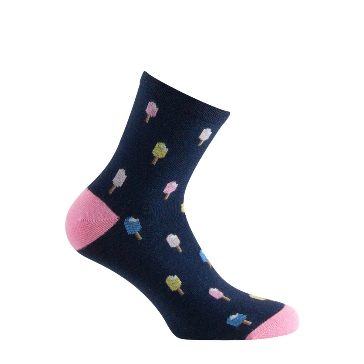Socquettes fantaisie all over esquimaux coton majoritaire marine, KINDY