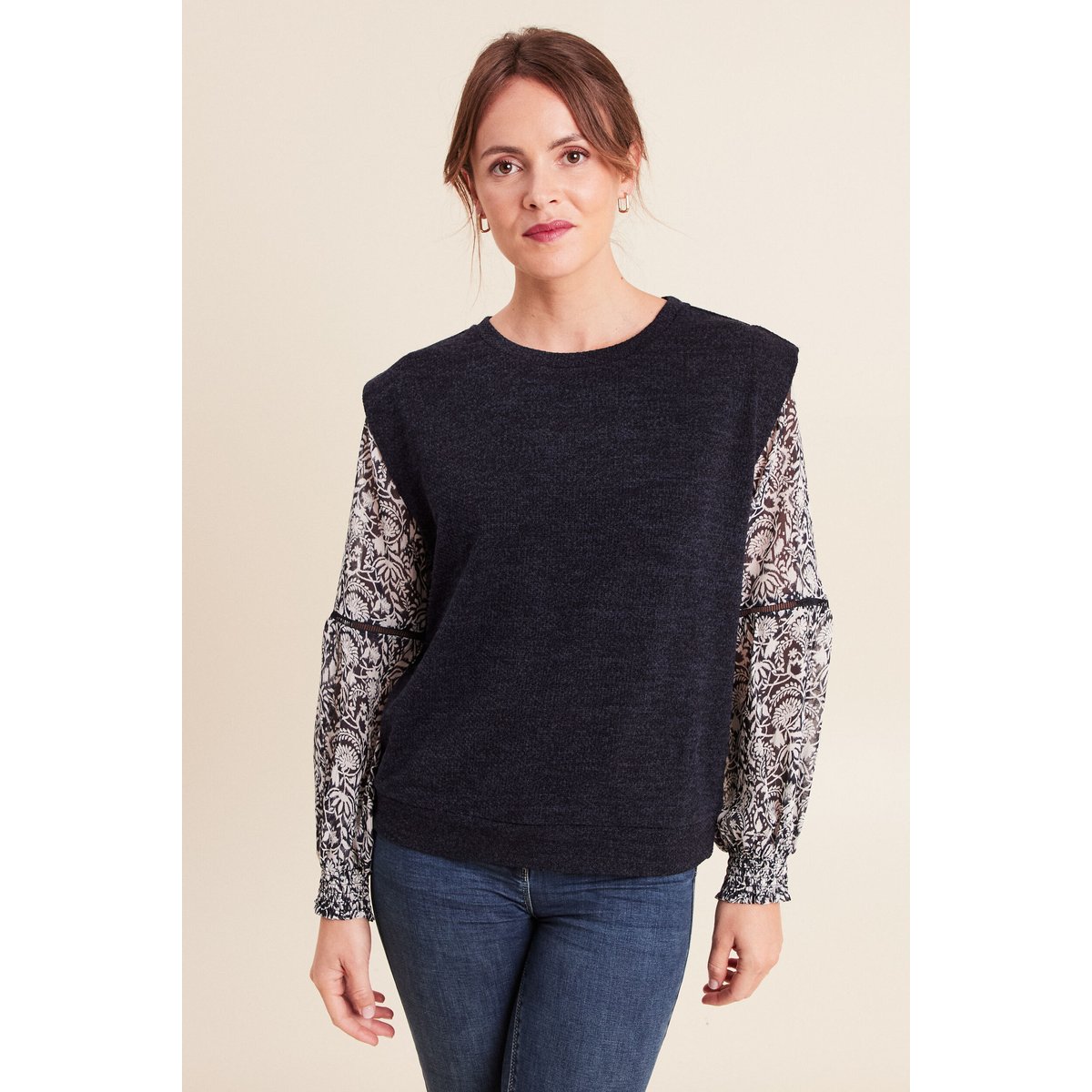 Pull col rond manches longues bleu, BREAL
