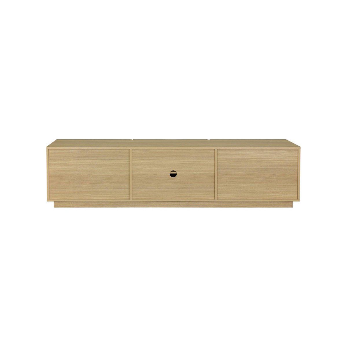 Meuble TV décor bois et tissu 3 portes 180cm KUBA naturel, SWEEEK