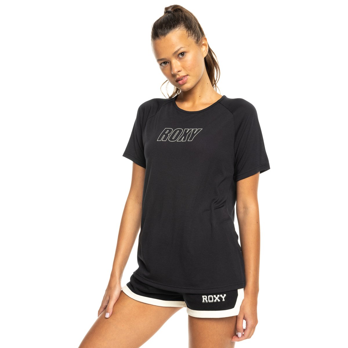 T-Shirt de sport, manches courtes, col rond, . noir true black, ROXY