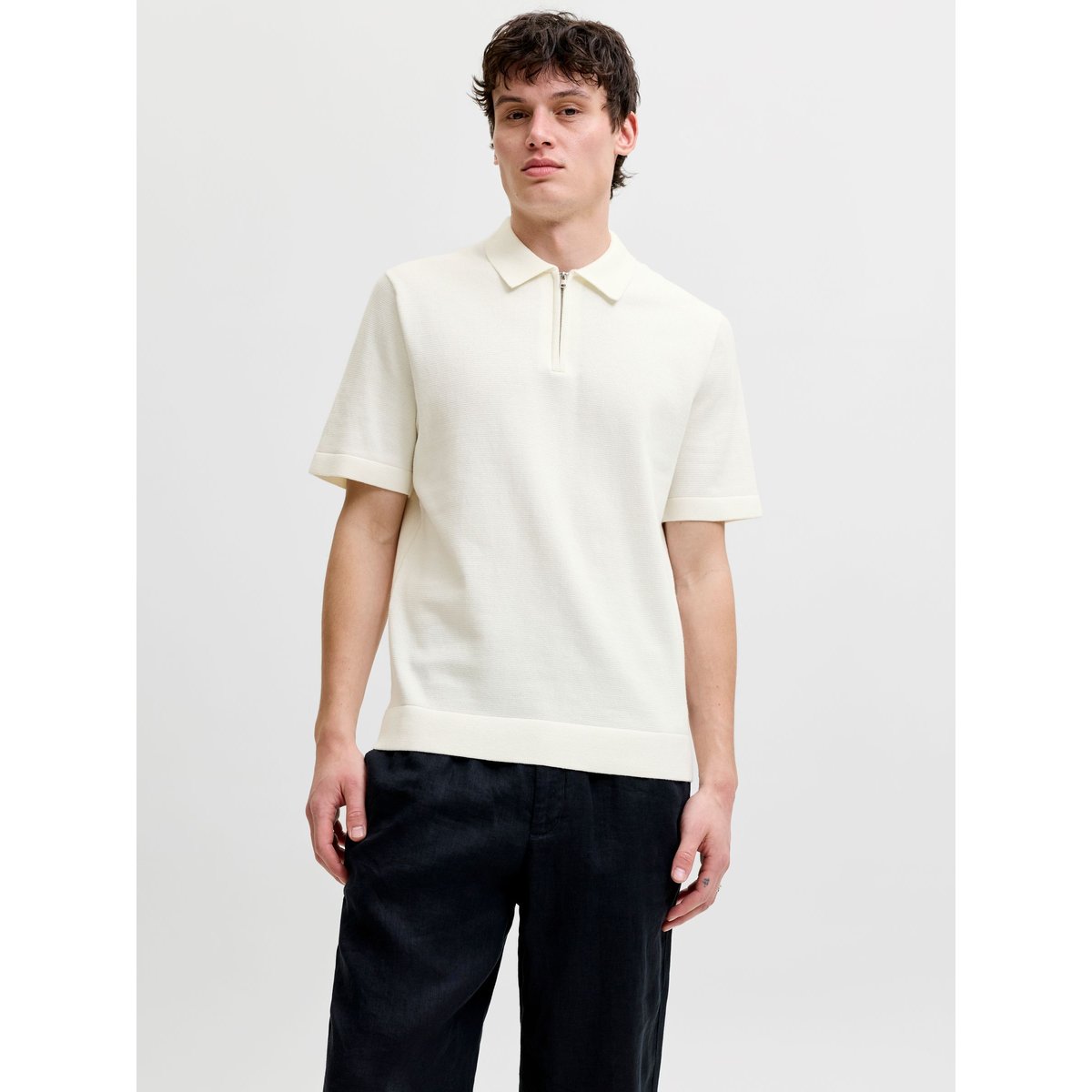 Polo Tricoté blanche - cloud dancer 1, JACK & JONES