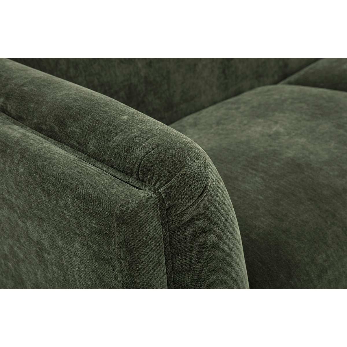 Canapé design 3 places en tissu chenille terre brûlée HOSBO kaki, MILIBOO