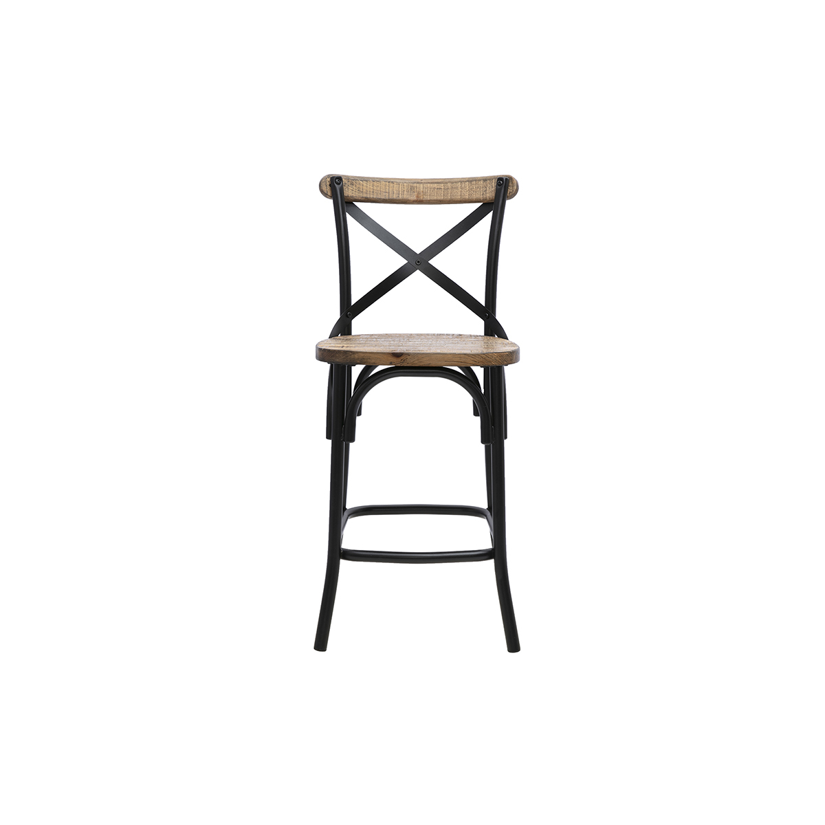 Tabouret de bar industriel en bois et métal noir 65 cm JAKE noir, MILIBOO