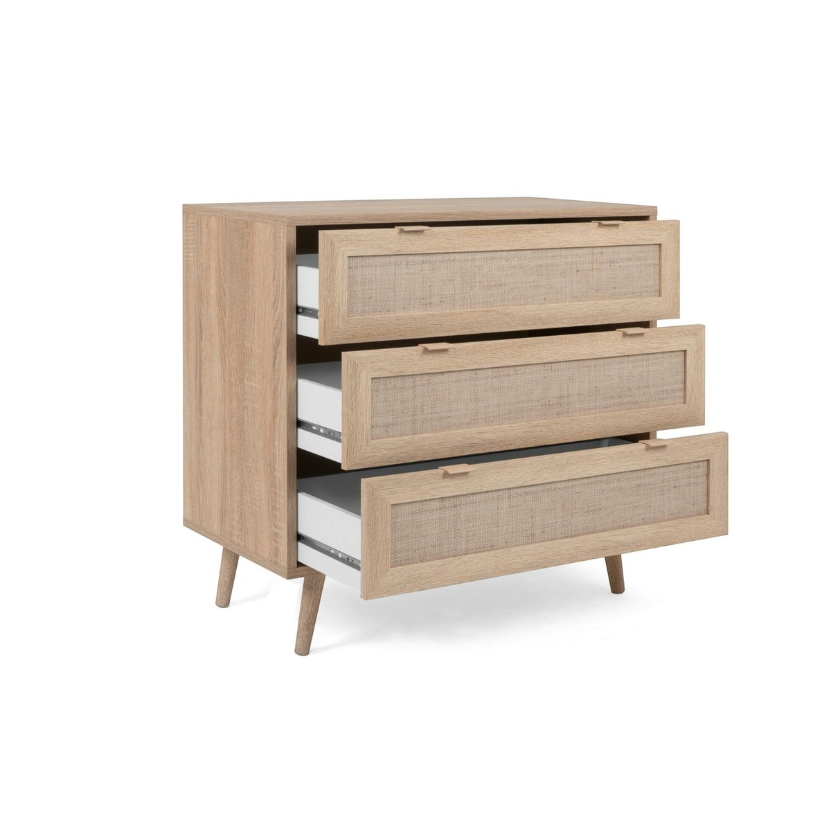 Commode bohème 3 tiroirs effet rotin SONA bois naturel, PIER IMPORT