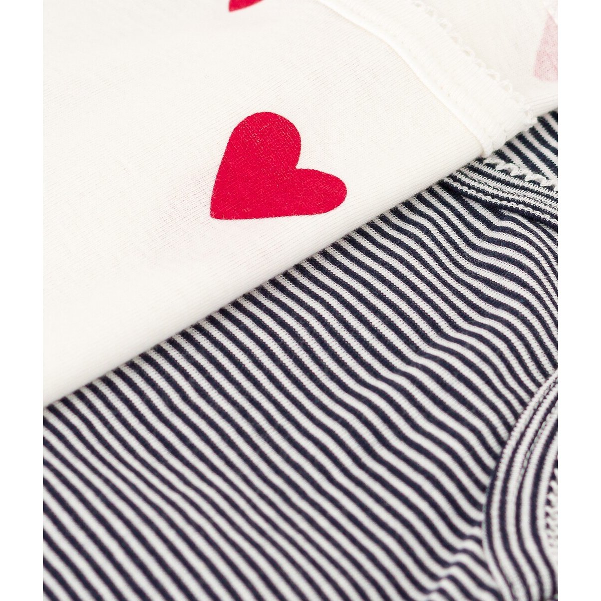 Lot de 2 chemises à bretelles imprimé cœurs + rayé marine/écru, PETIT BATEAU