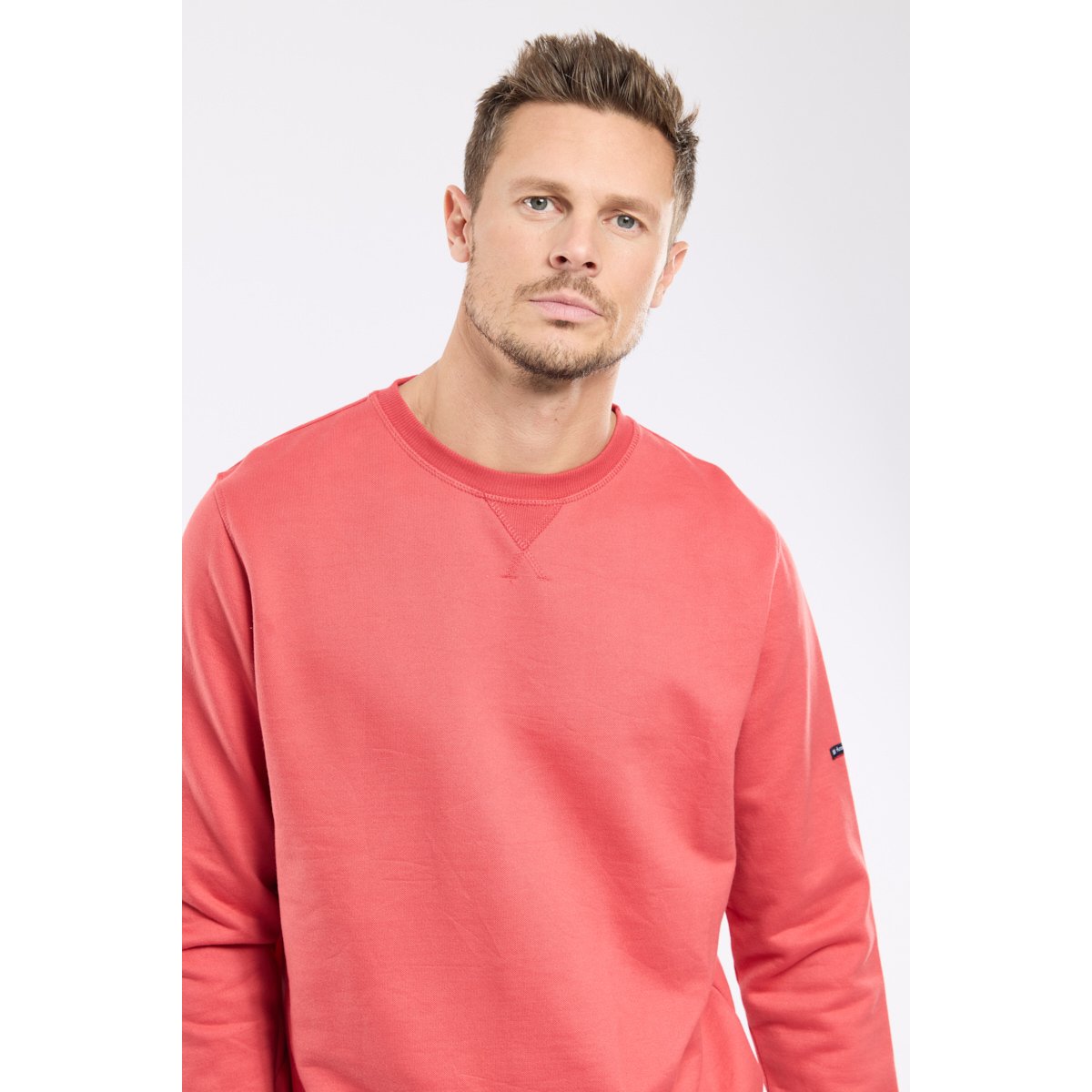 Sweat molletonné en coton cranberry, ARMOR-LUX