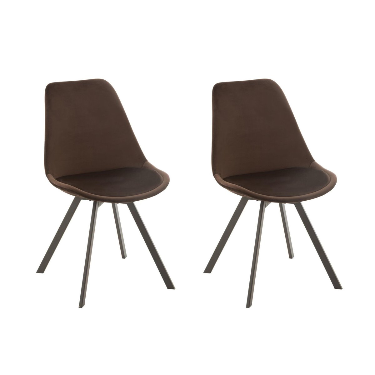 Chaises scandinaves en métal et velours (lot de 2) - ELENE marron, HELLIN, DEPUIS 1862