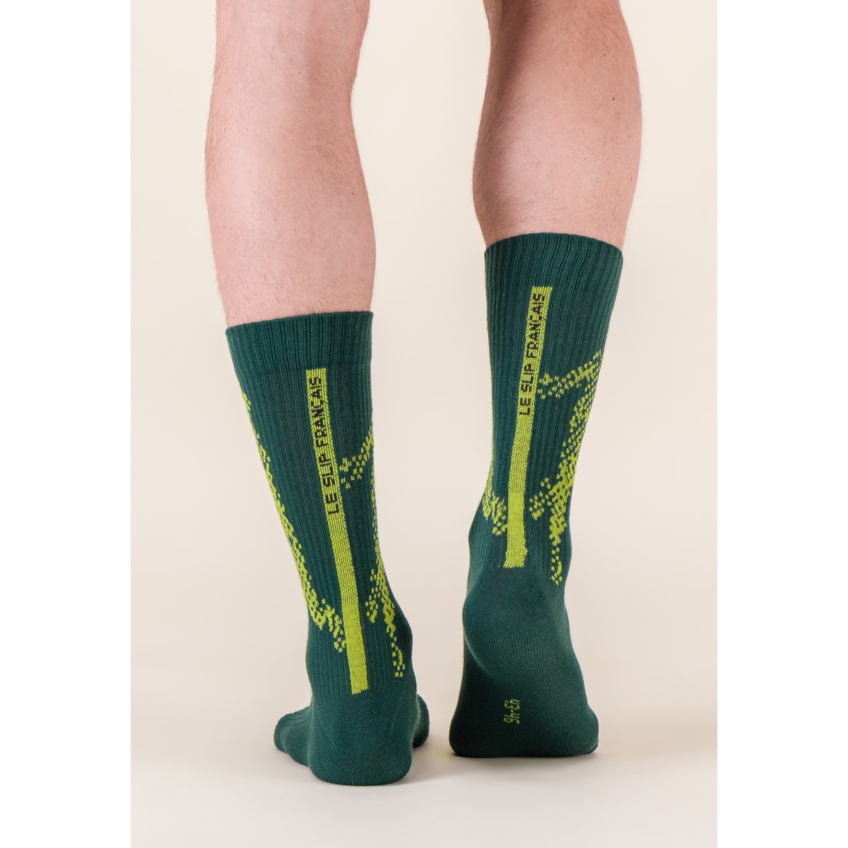 Lot de 2 chaussettes mi-hautes en coton Wilfried laser blanc jaune anis joueur vert fo, LE SLIP FRANCAIS