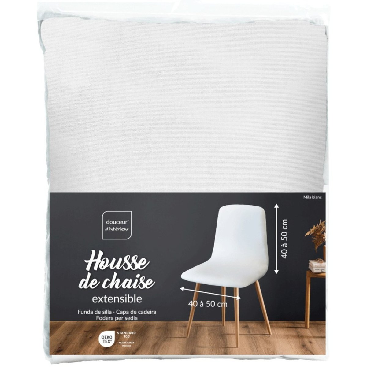 Housse de chaise extensible pour chaise scandinave blanc, DECORATIE