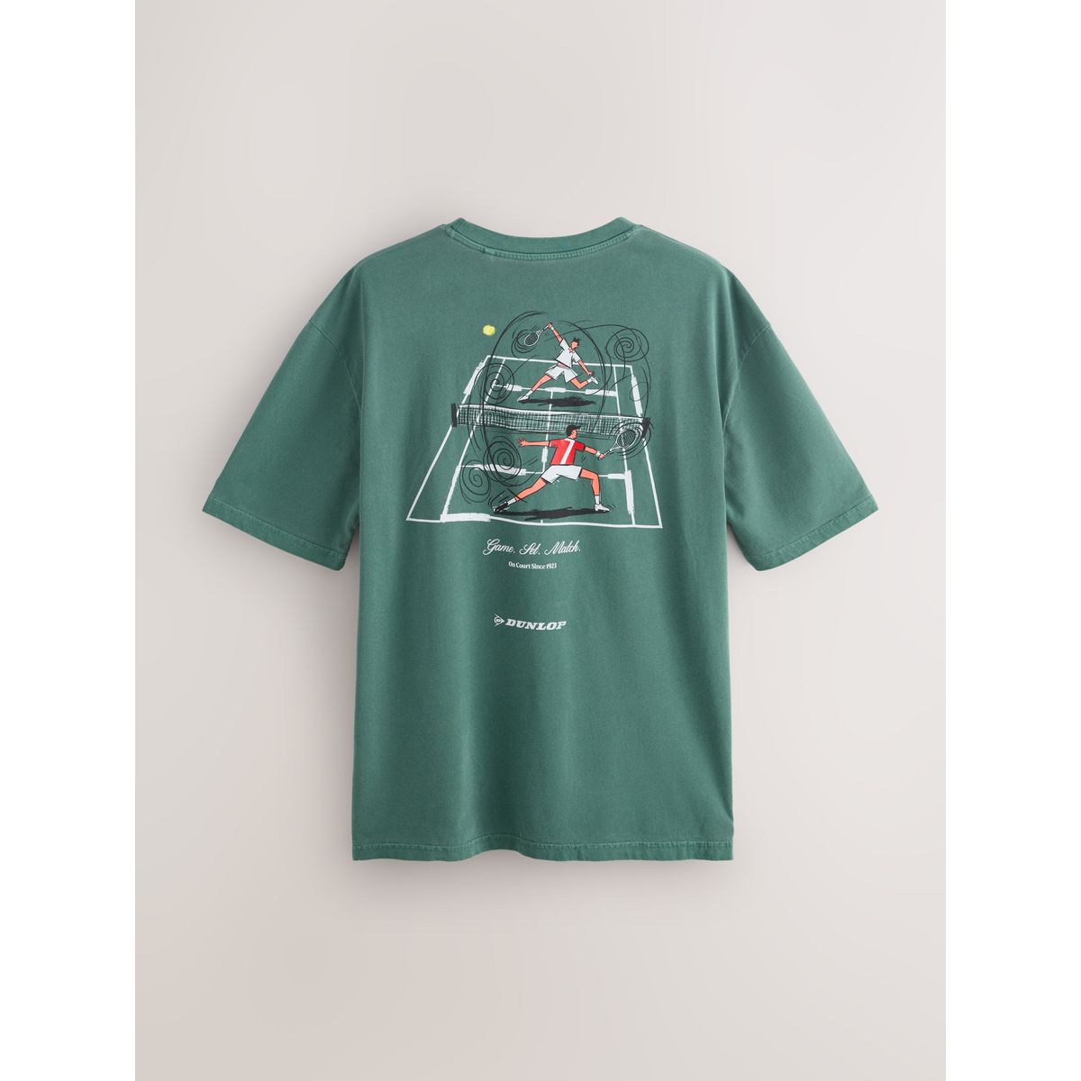 T-shirt sport à imprimé sous licence tennis green dunlop, NEXT