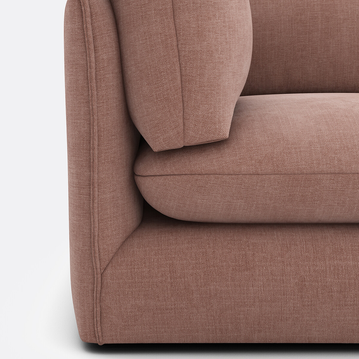 Canapé modulable, 3 places avec pouf, en tissu structuré, MALO praline, LA REDOUTE INTERIEURS