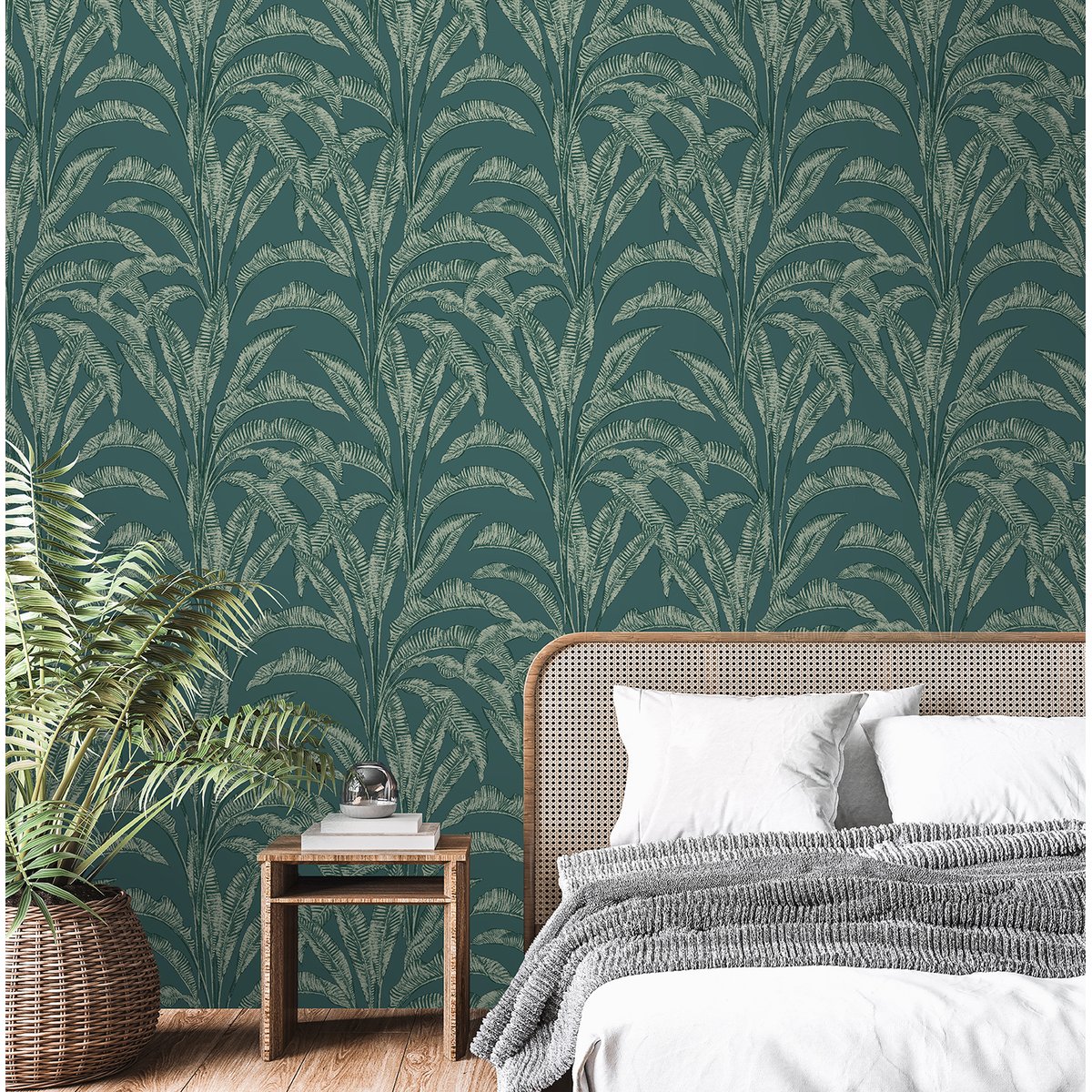 Papier peint feuilles bananier tropical vert forêt vert, HEXOA