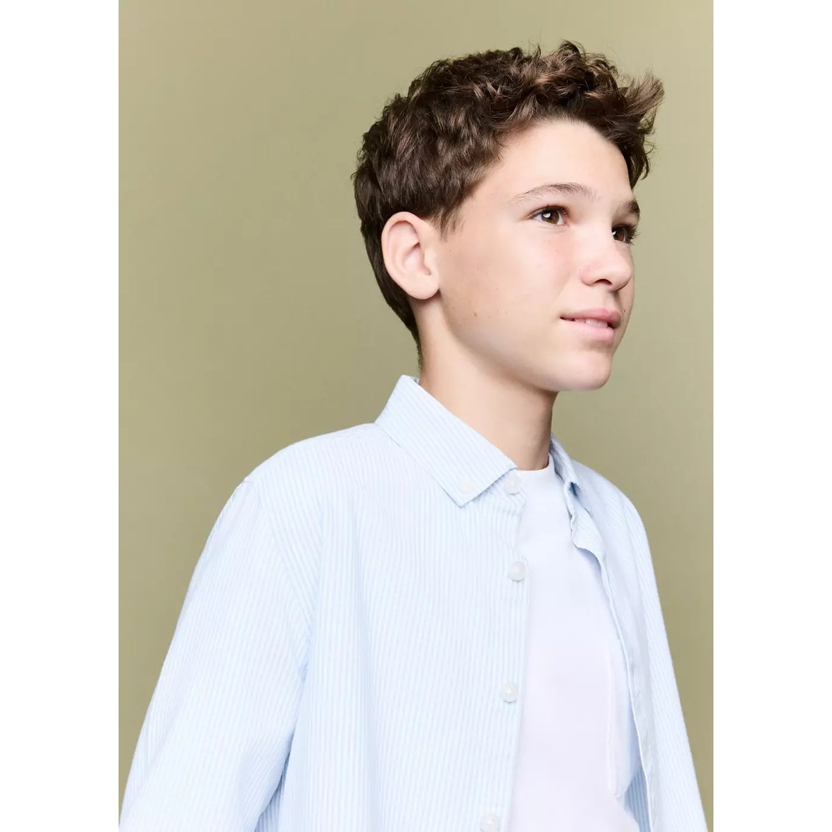 Chemise oxford rayée bleu ciel, MANGO KIDS