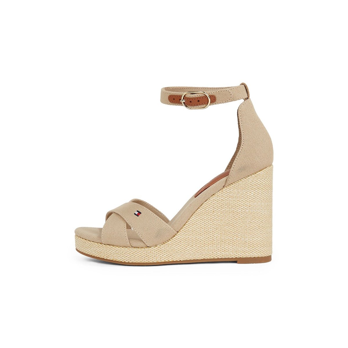Wrapover Wedge Sandals beige, TOMMY HILFIGER
