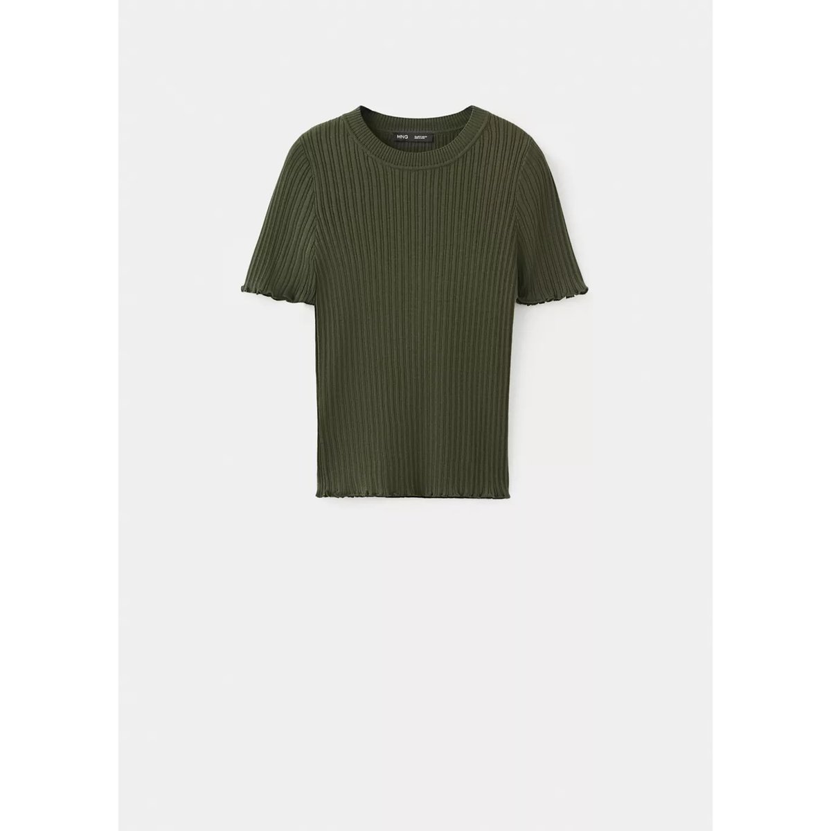 T-shirt maille côtelée kaki, MANGO