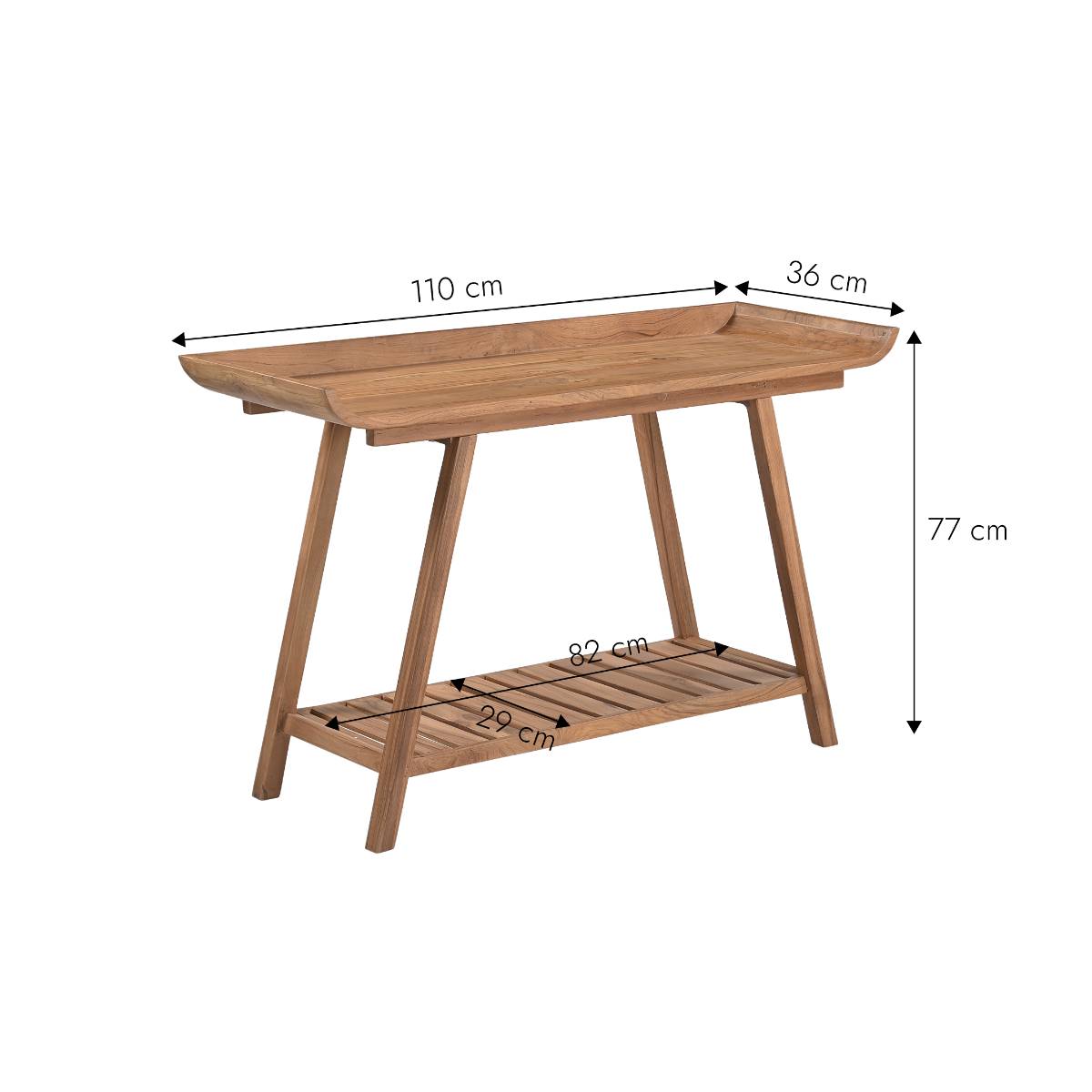 Console en bois de teck AMBER bois clair, MADE IN MEUBLES