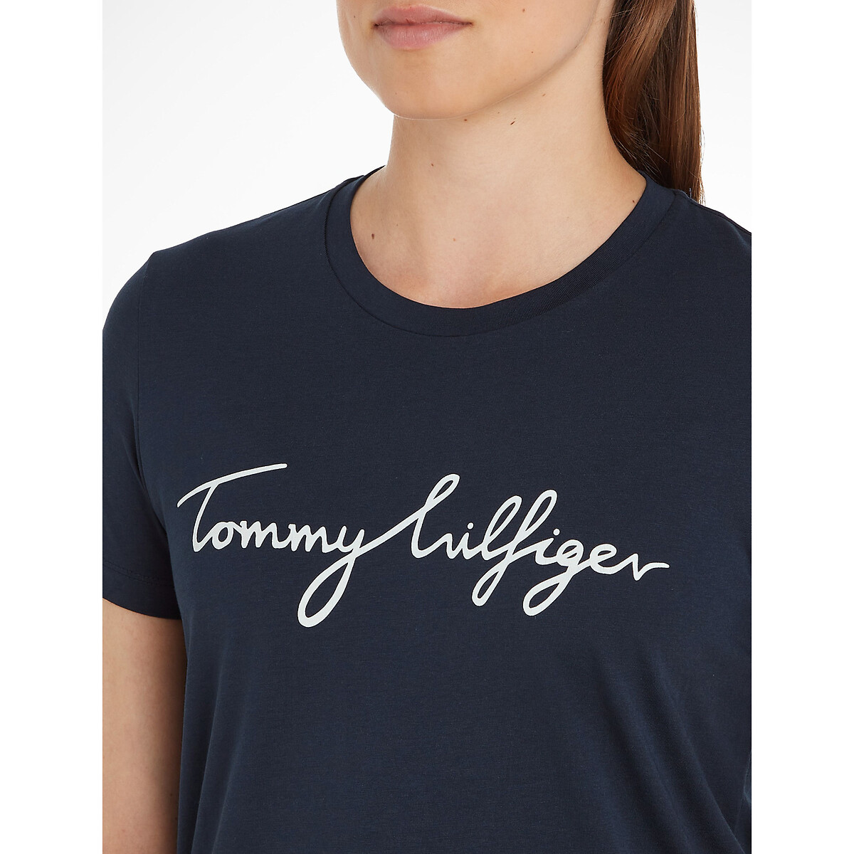 Cotton Crew Neck T-Shirt with Short Sleeves navy, TOMMY HILFIGER
