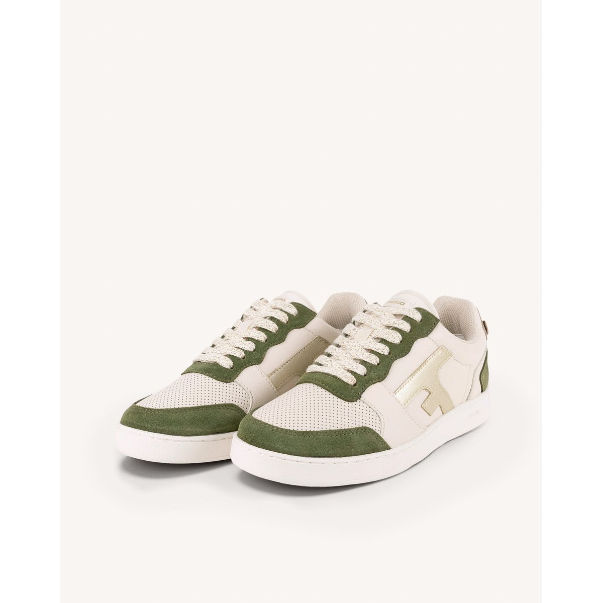 Baskets cuir HAZEL kaki, FAGUO