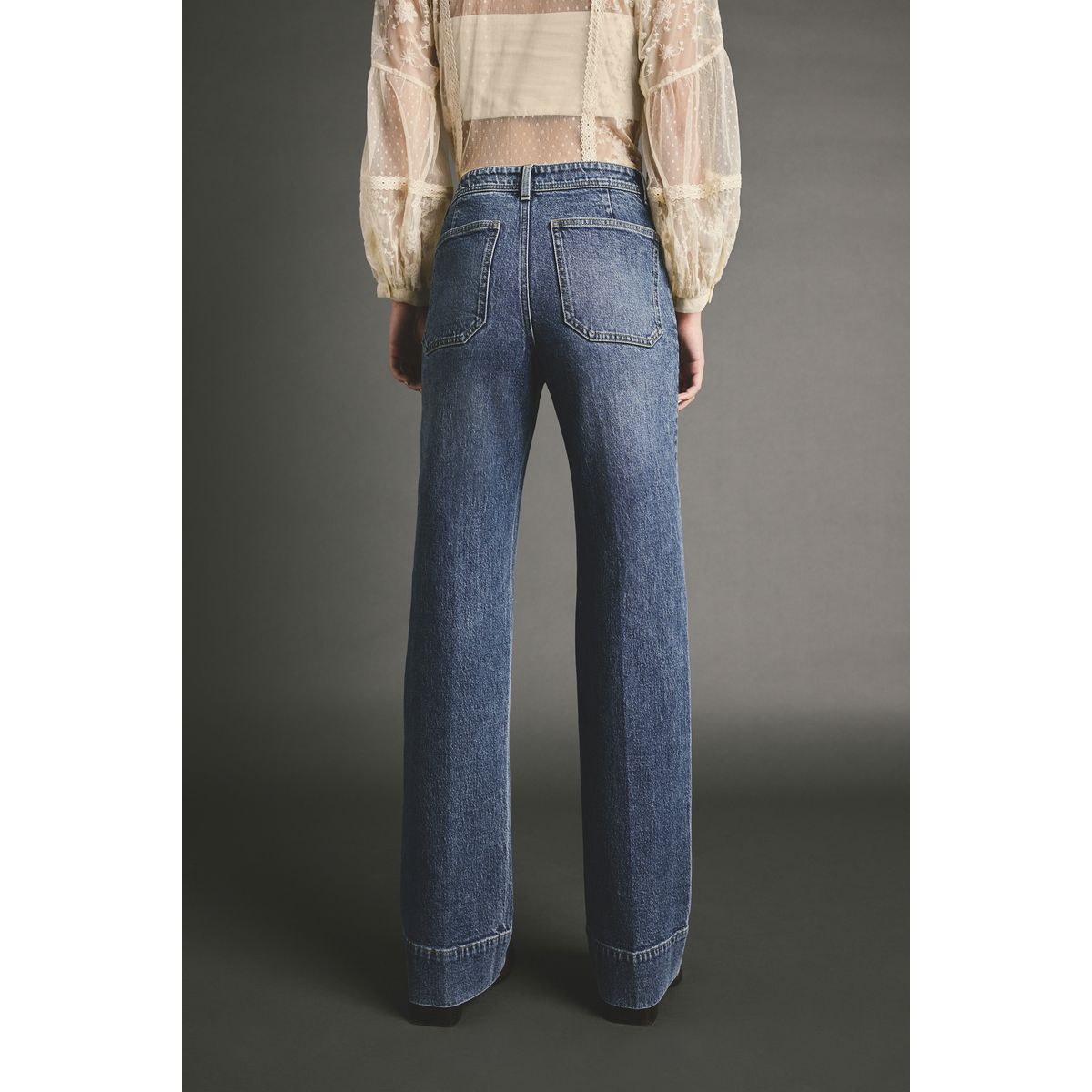 Jean large avec poche plaquée bleu foncé, NEXT