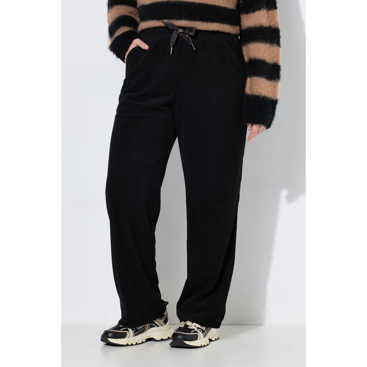Pantalon Rose en jersey de velours côtelé noir, ULLA POPKEN