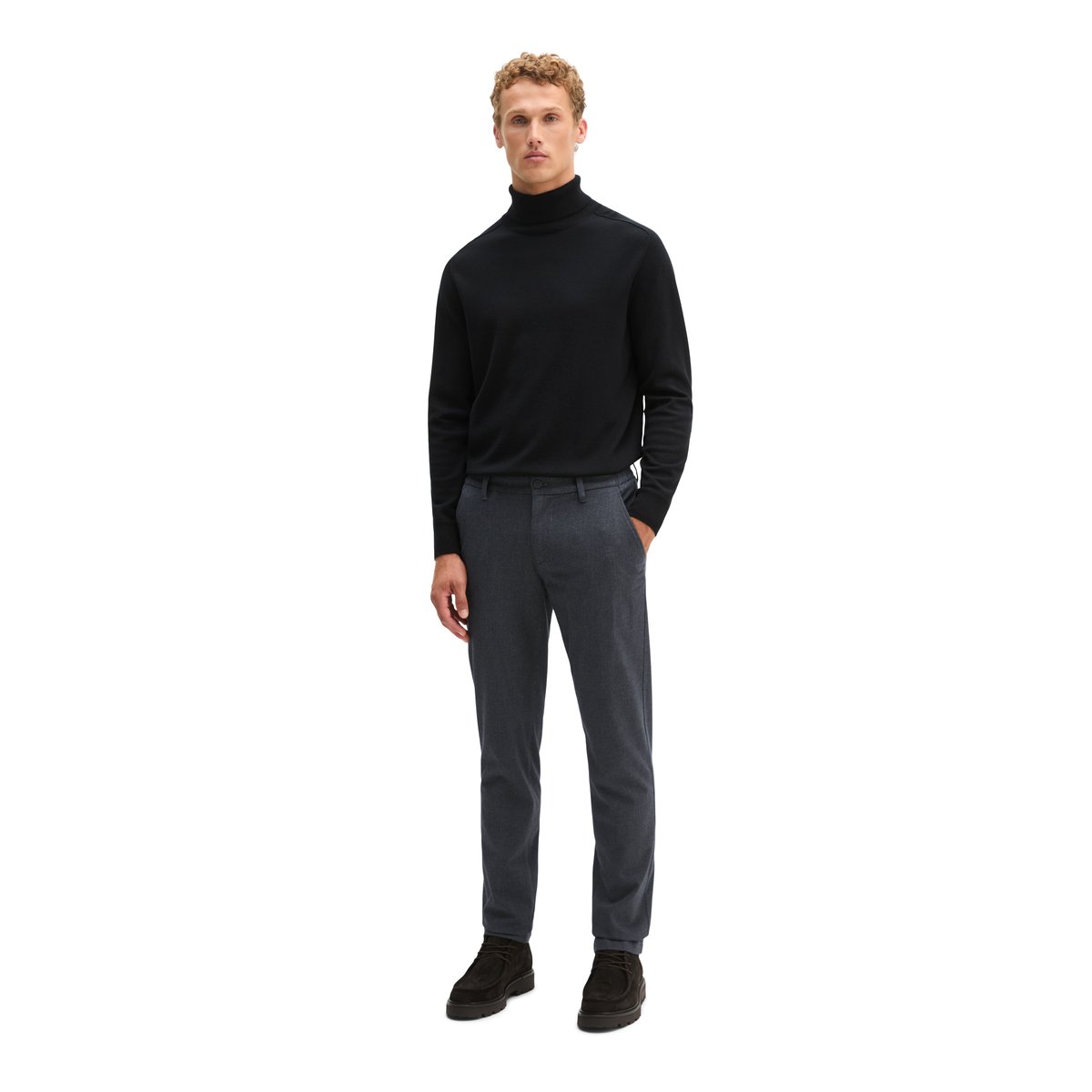 Chino modèle Stig, coupe jogger en mélange élastique de coton bio et de viscose noir, MARC O'POLO