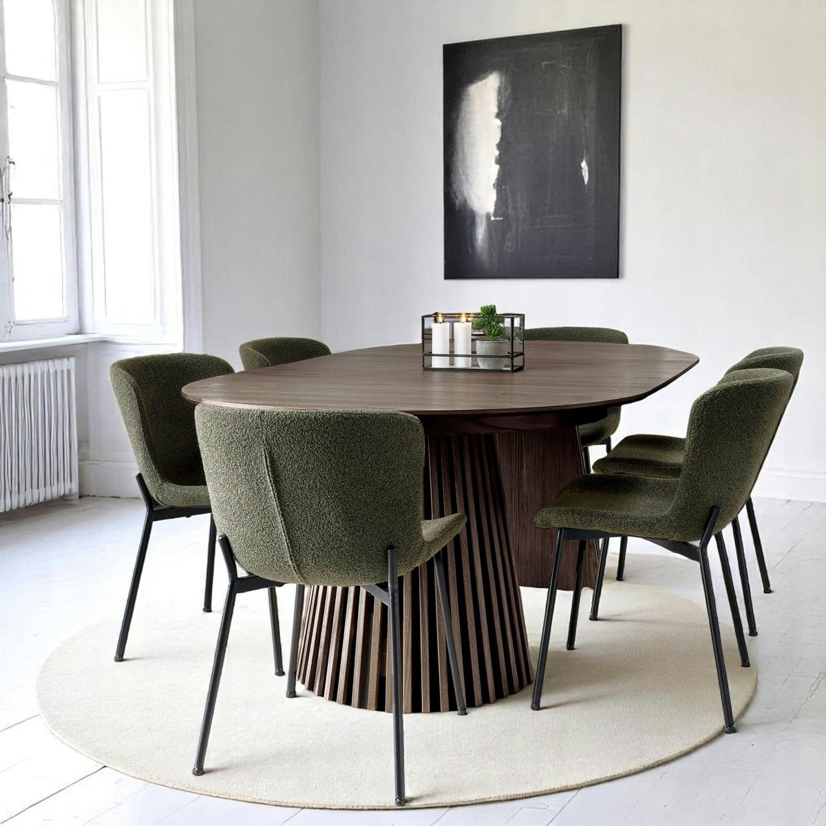 Table ronde extensible avec pied baguette AMSTERDAM chêne brun (8 places), PIER IMPORT