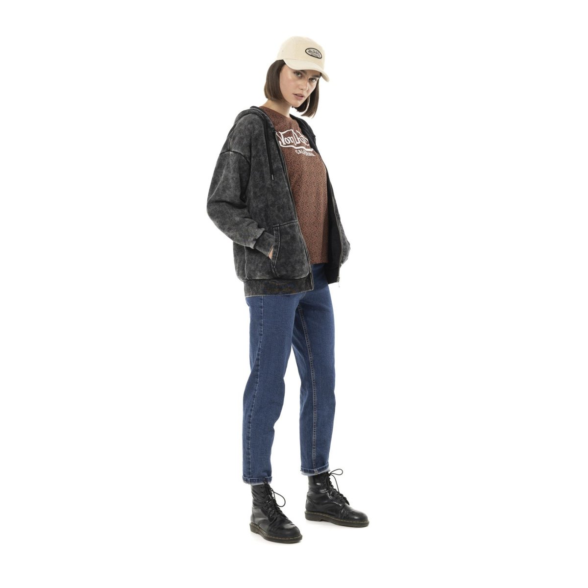 Sweat à Capuche BEAST noir/blanc/gris, VON DUTCH