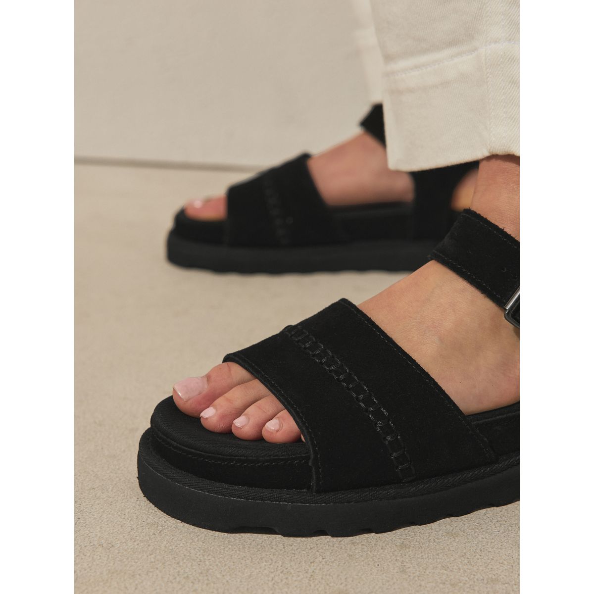 Sandales en cuir à plateforme et bout rond marron fauve, NEXT