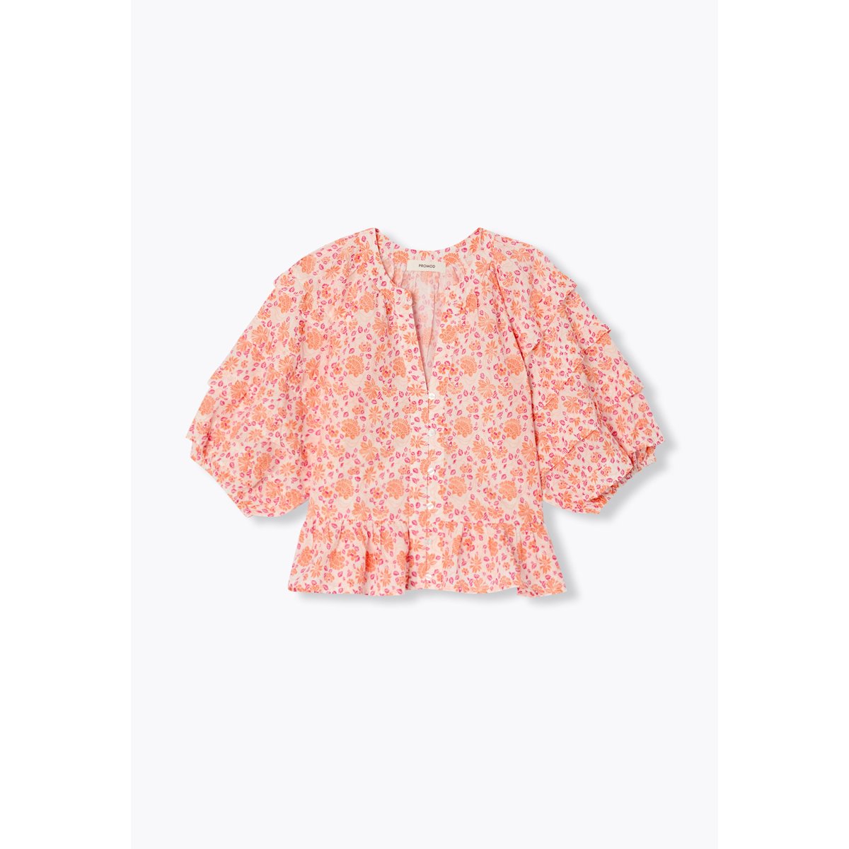 Chemise fleurie manches ballon imprimé écru, PROMOD