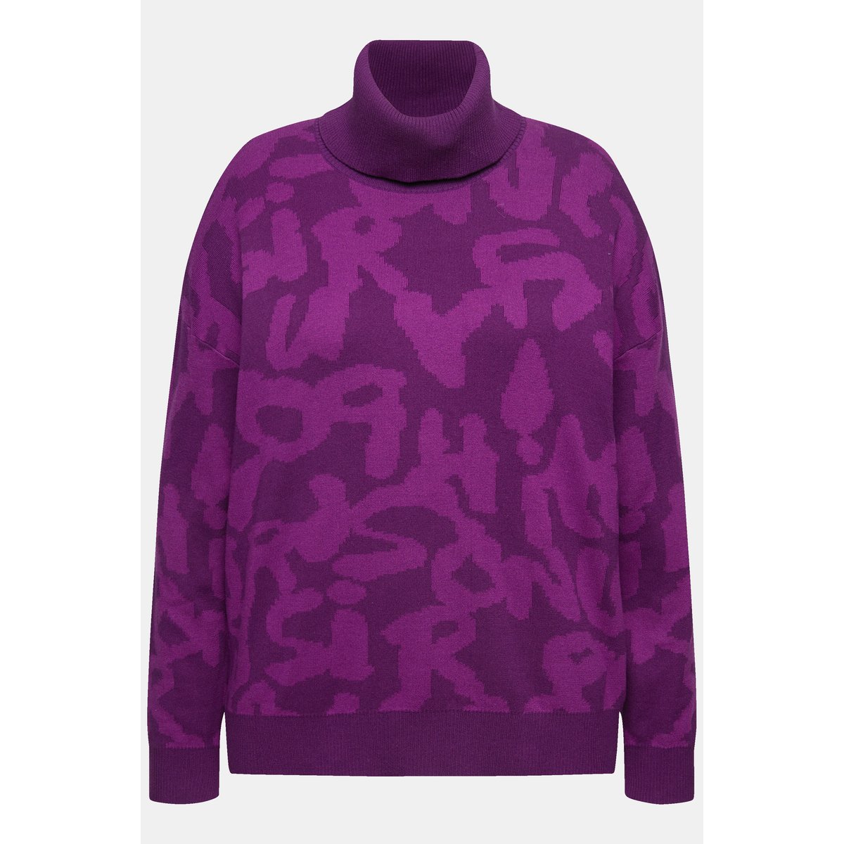 Pull à col roulé côtelé et manches longues violet, ULLA POPKEN