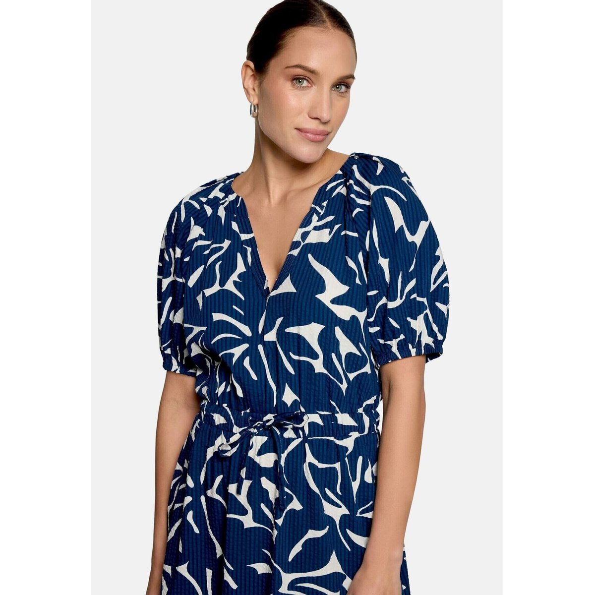 Robe maxi longueur manches courtes blue/cream, ZERO