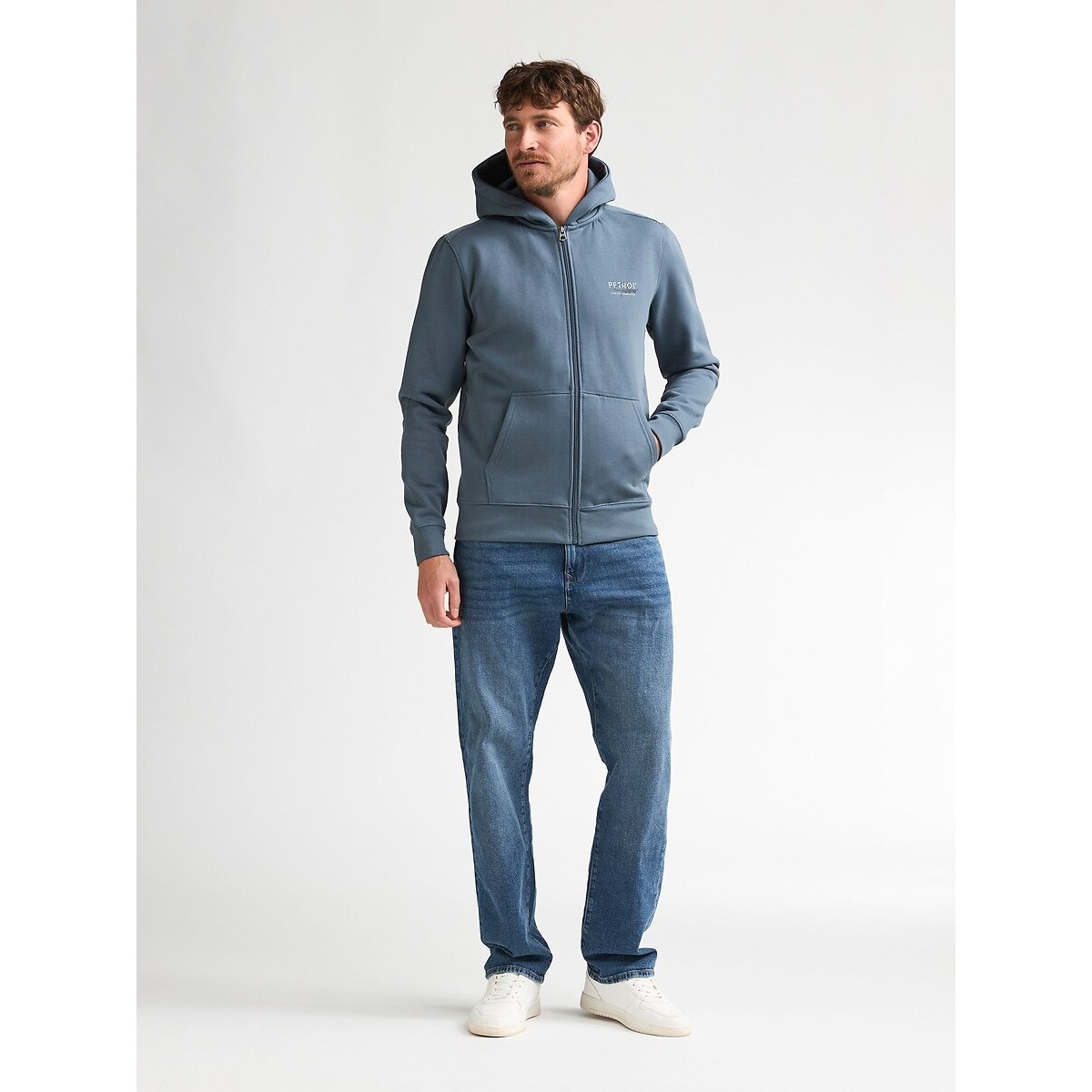 Sweat zippé à capuche bleu orage, PETROL INDUSTRIES