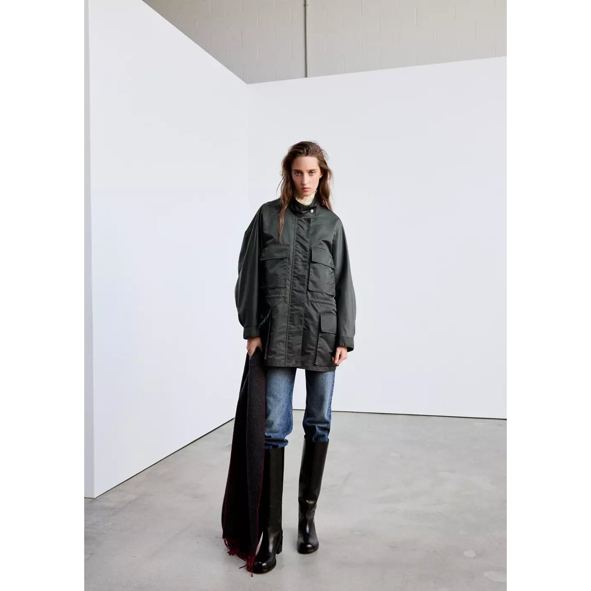 Veste à col montant gris, MANGO