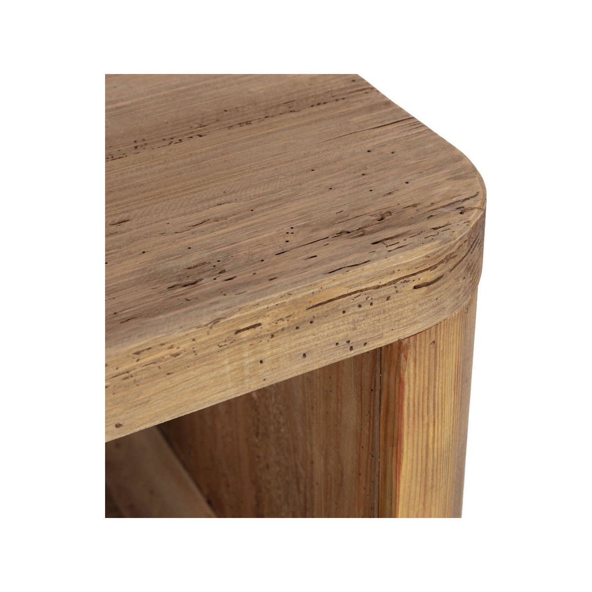 Table d'appoint carrée en pin vieilli naturel vieilli, RECOLLECTION