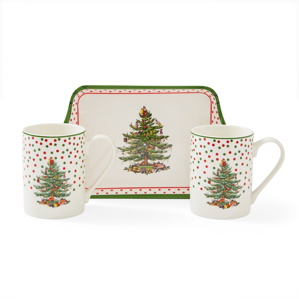Christmas Tree Polka Dot Mug & Tray Set white, SPODE