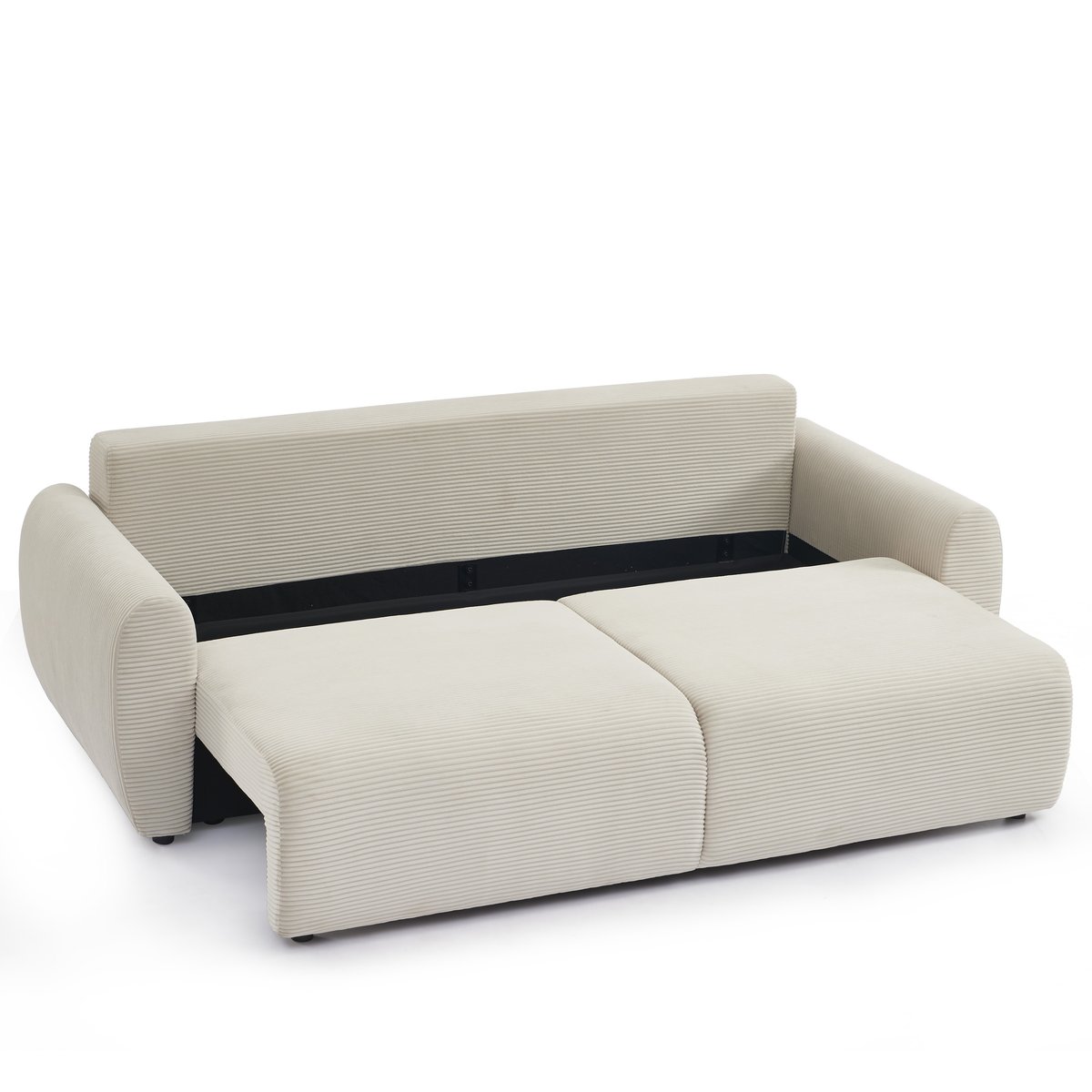 Canapé droit convertible velours DANILO beige, BAÏTA