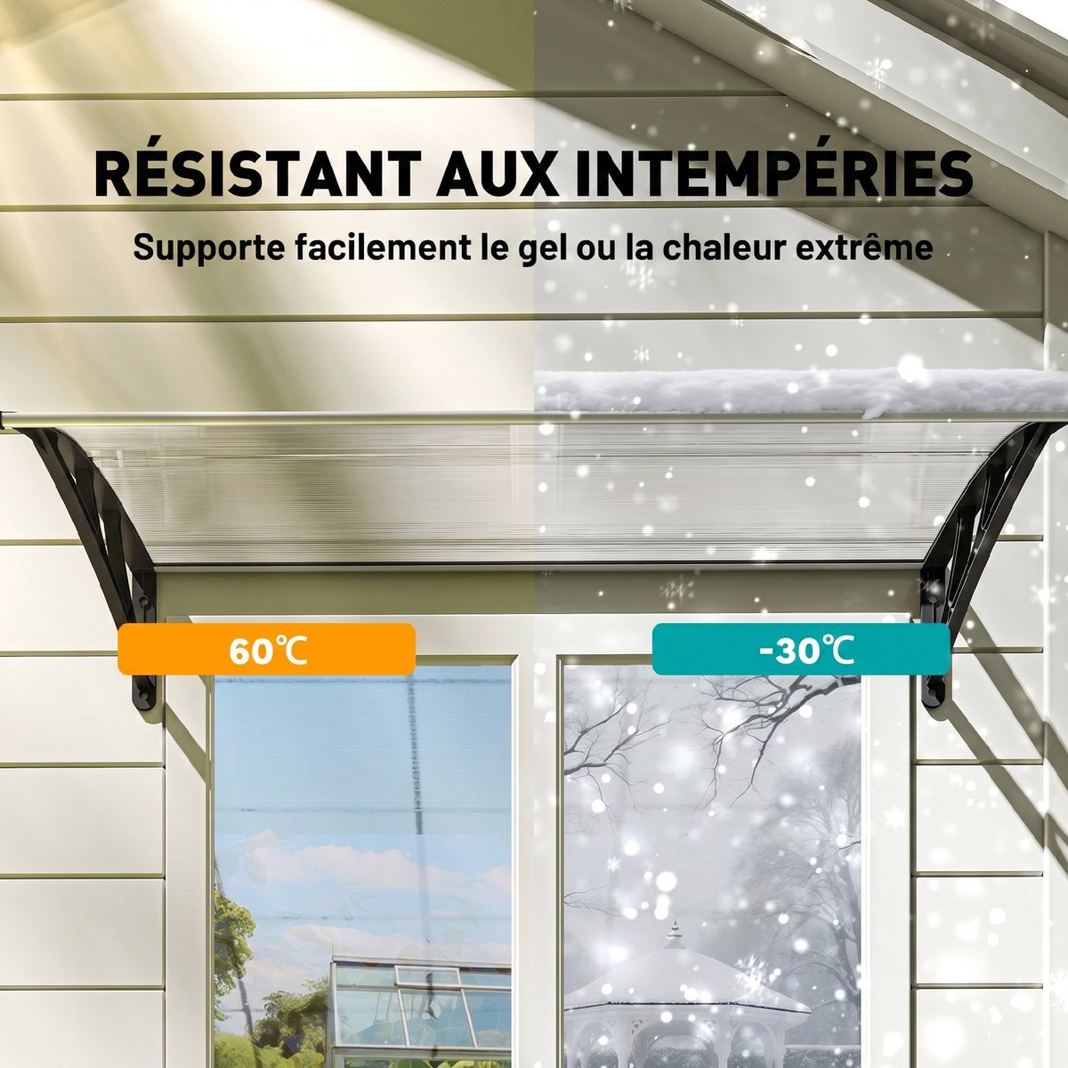 Auvent de porte Polycarbonate Transparent transparent, OUTSUNNY