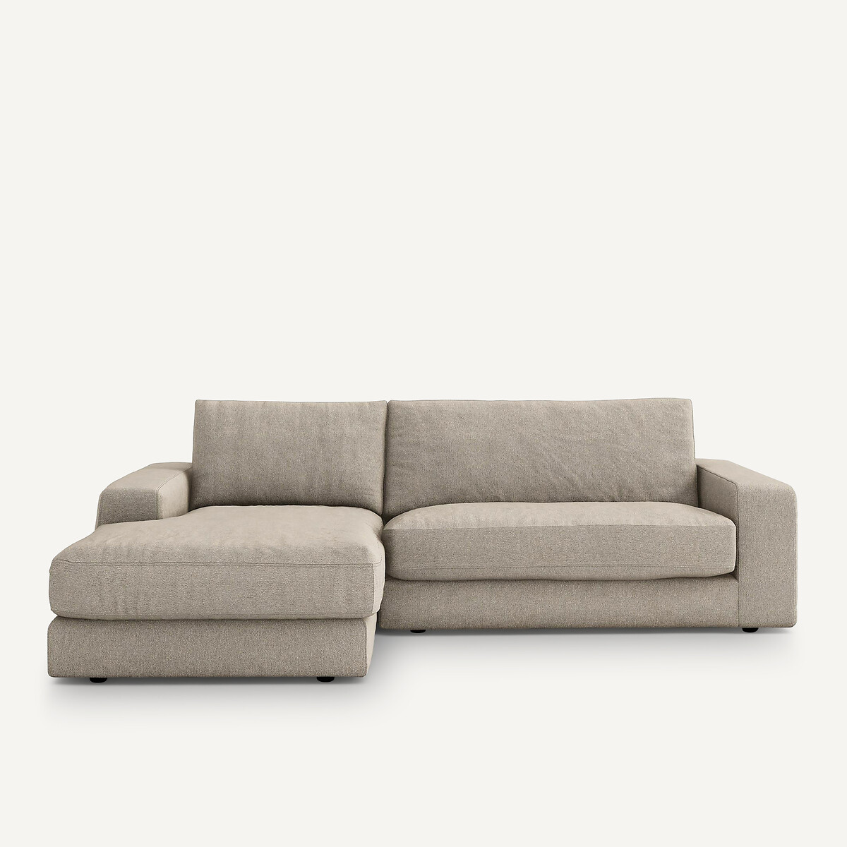 Canapé d'angle texturé en viscose et lin, Skander naturel, AM.PM