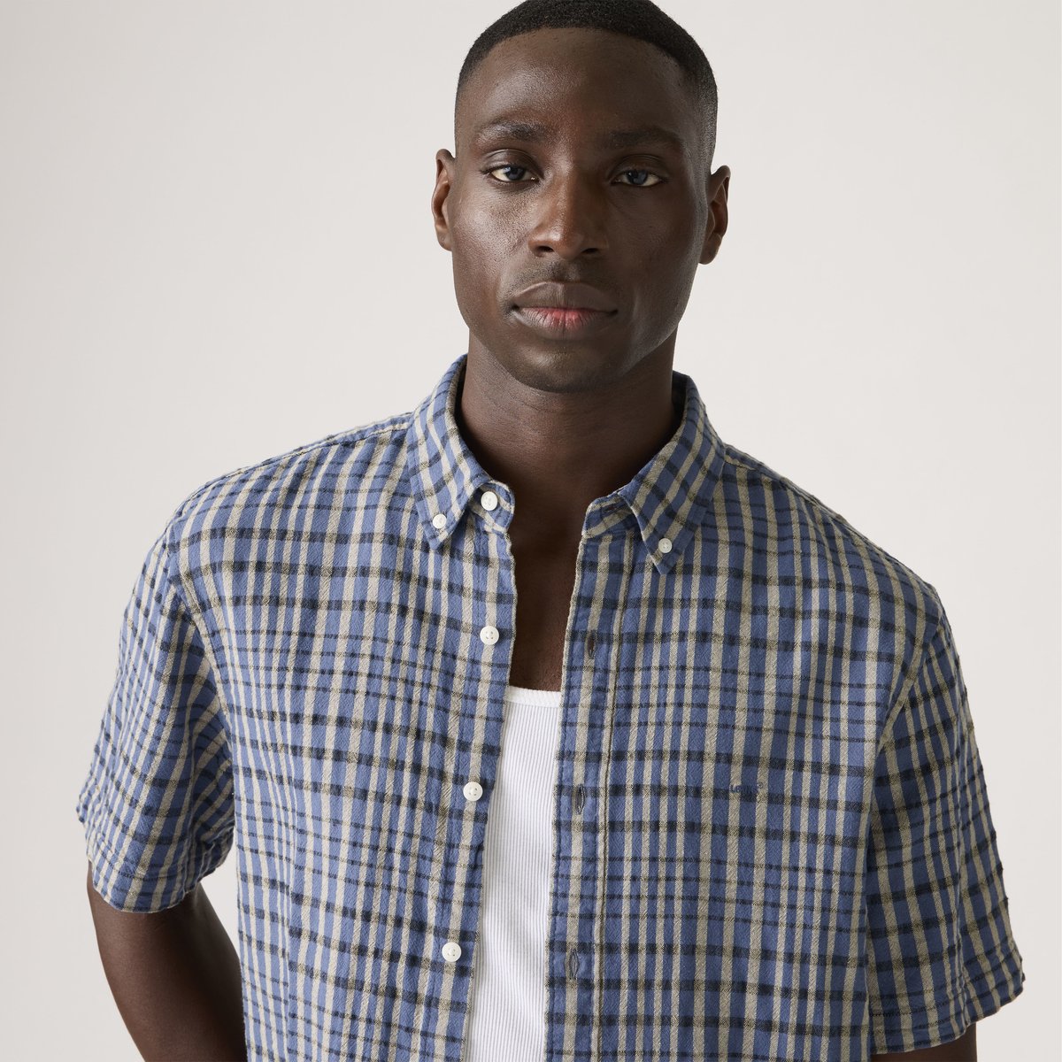 Chemise manche courte Authentic bleu - kesey plaid vintage indigo, LEVI'S