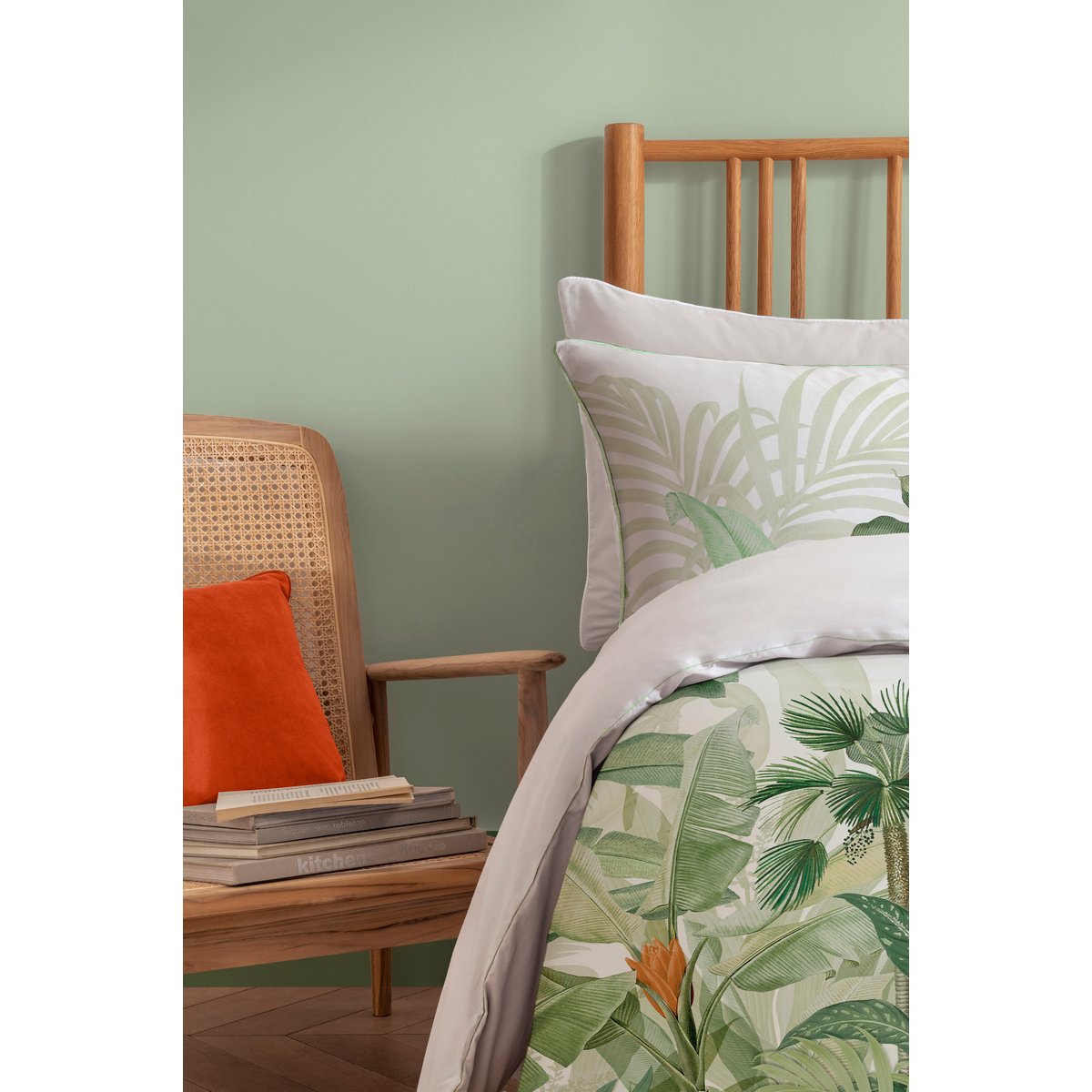 Parure de lit Feuillage Borneo Lits-jumeaux vert, blanc, orangé, GRAHAM ET BROWN