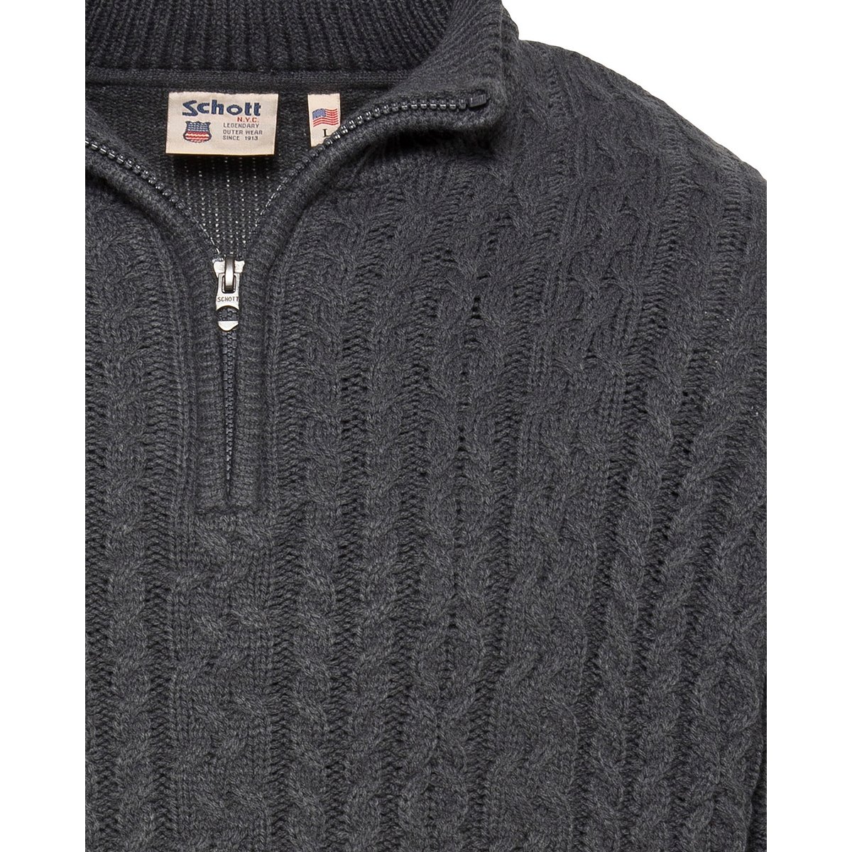 Pull camionneur en maille torsadée anthracite, SCHOTT