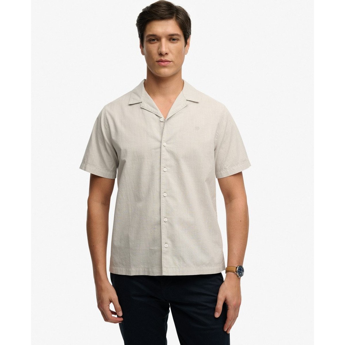 Chemise à manches courtes Cabana gris craie, SUPERDRY