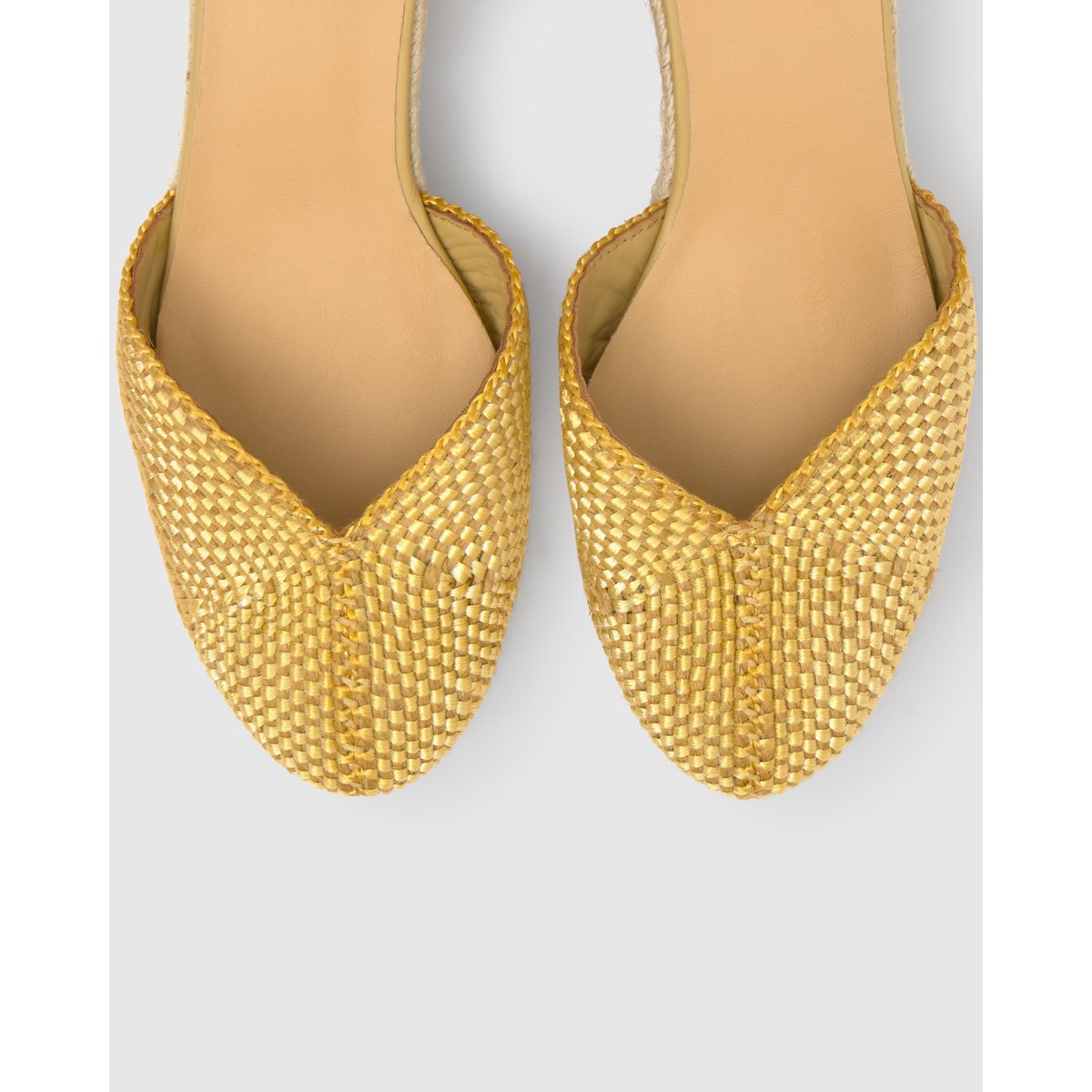 Espadrilles compensées en jute à fils métallisés CORA PLATFORM doré, CASTANER