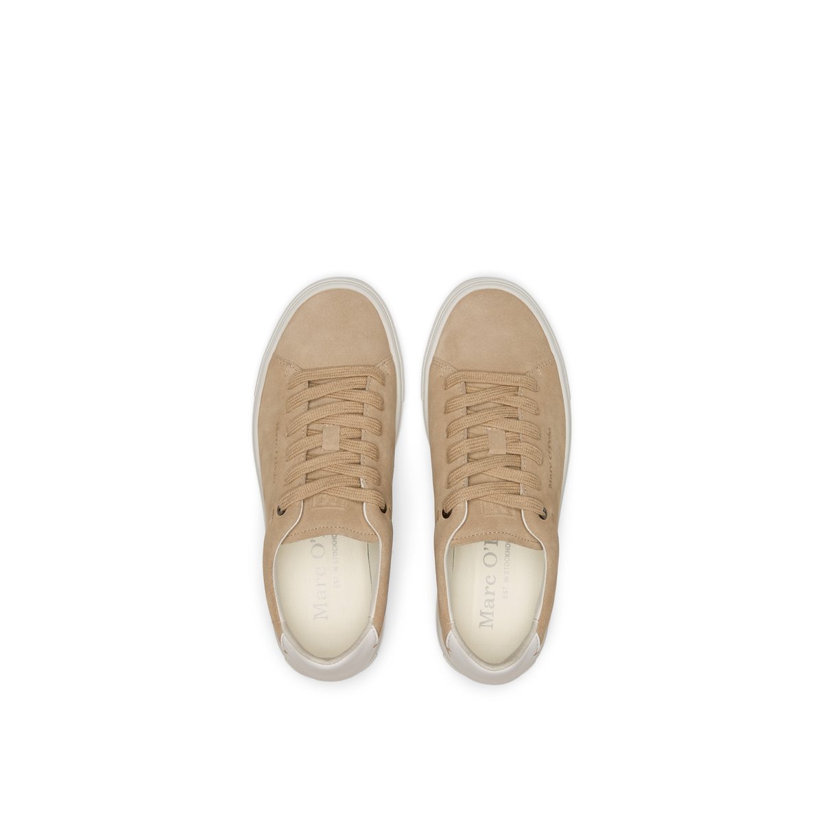 Baskets à semelles cuvette modèle Alfa en cuir nappa lisse marron, MARC O'POLO