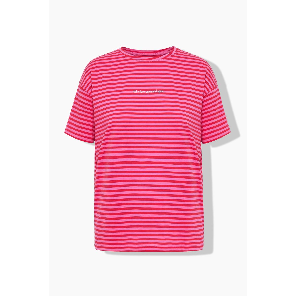 T-Shirt oversize rayé avec message rose vif, STUDIO UNTOLD