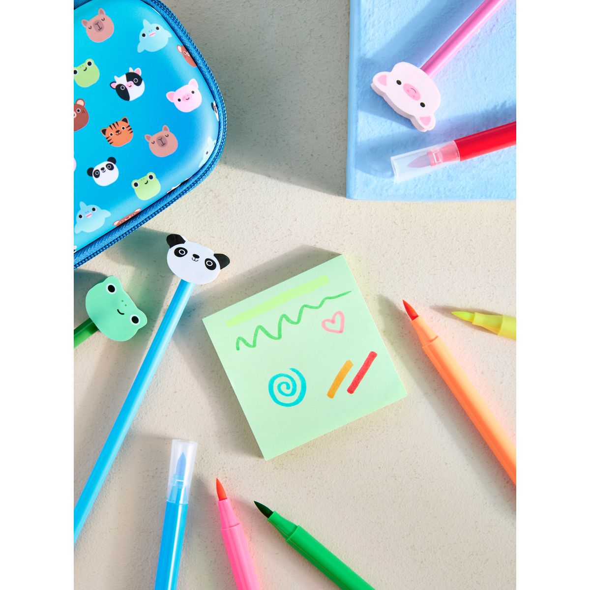 Trousse à crayons et papeterie motif animaux bleu/vert, NEXT