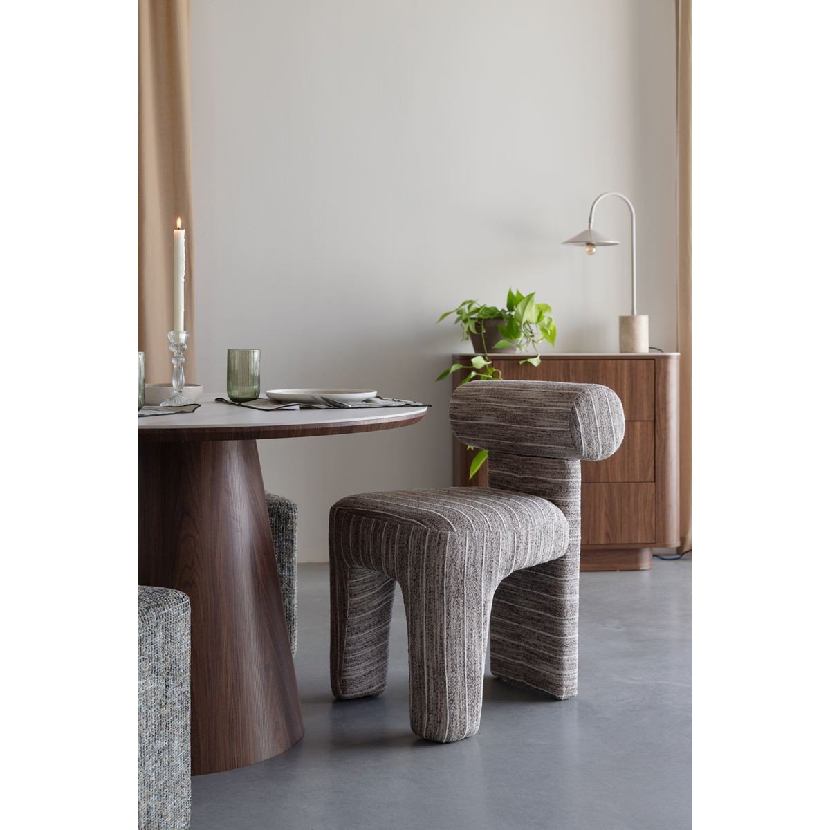 Chaise design empilable en tissu (lot de 2), VANA beige, BOITE A DESIGN