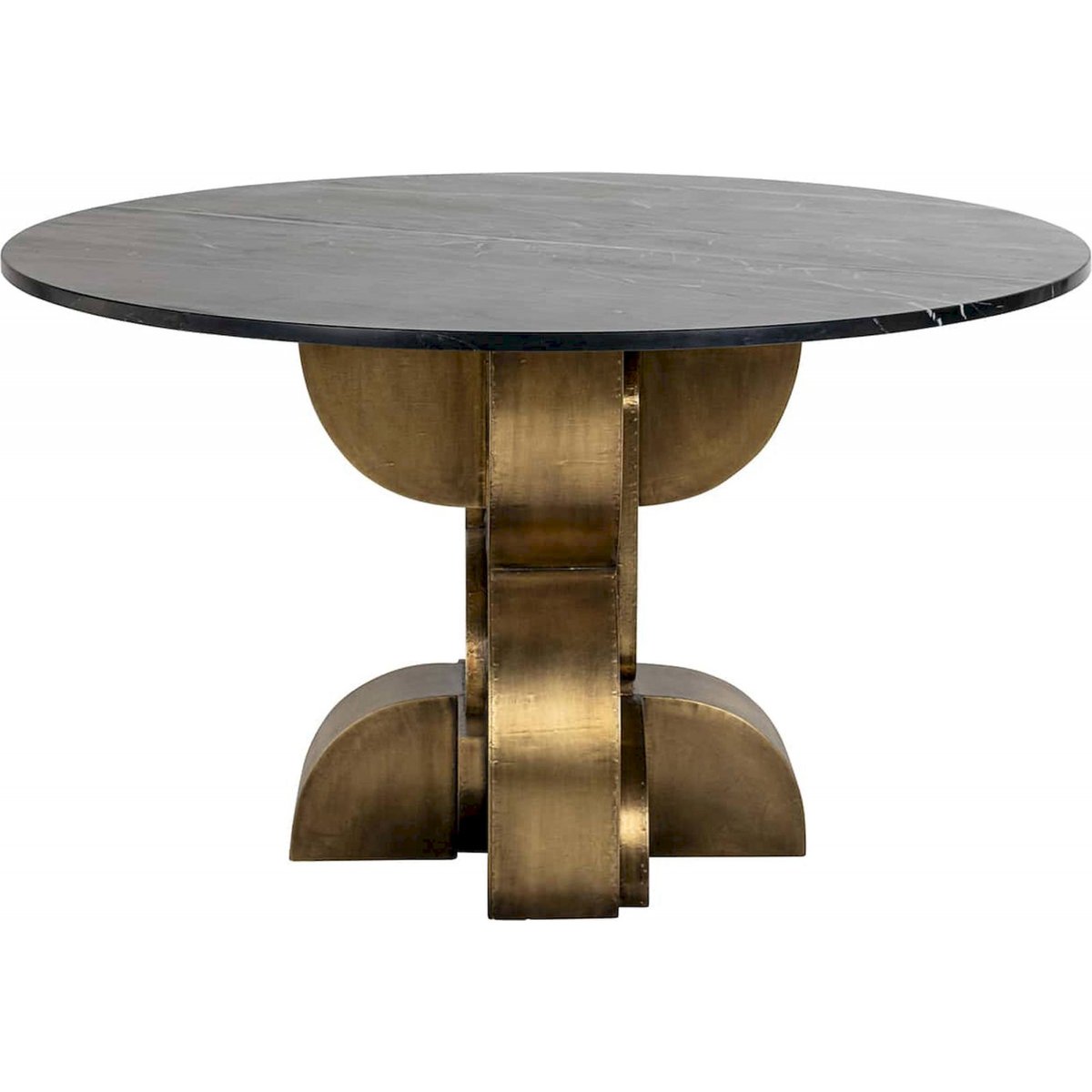 Table de salle à manger en marbre, MADDOX noir marbré et bronze, RECOLLECTION
