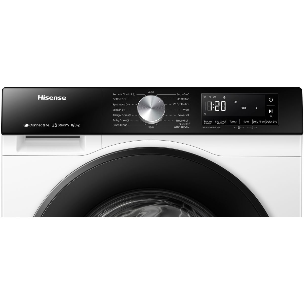 Lave linge séchant hublot WD3S8043BW3 PureJetWash couleur unique, HISENSE